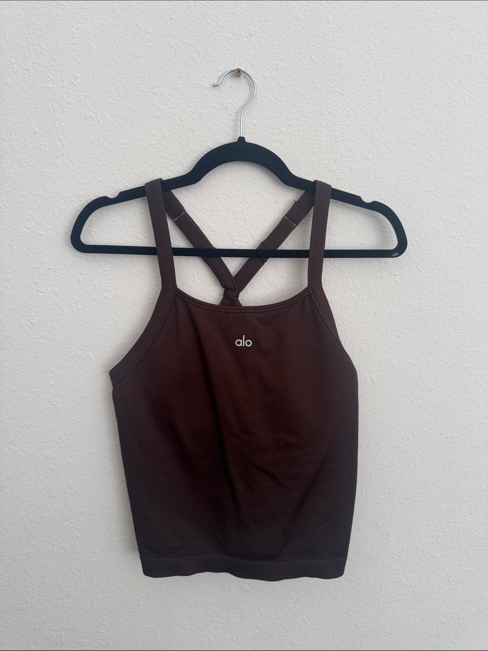 ALO Yoga Brown Cross-Back Tank